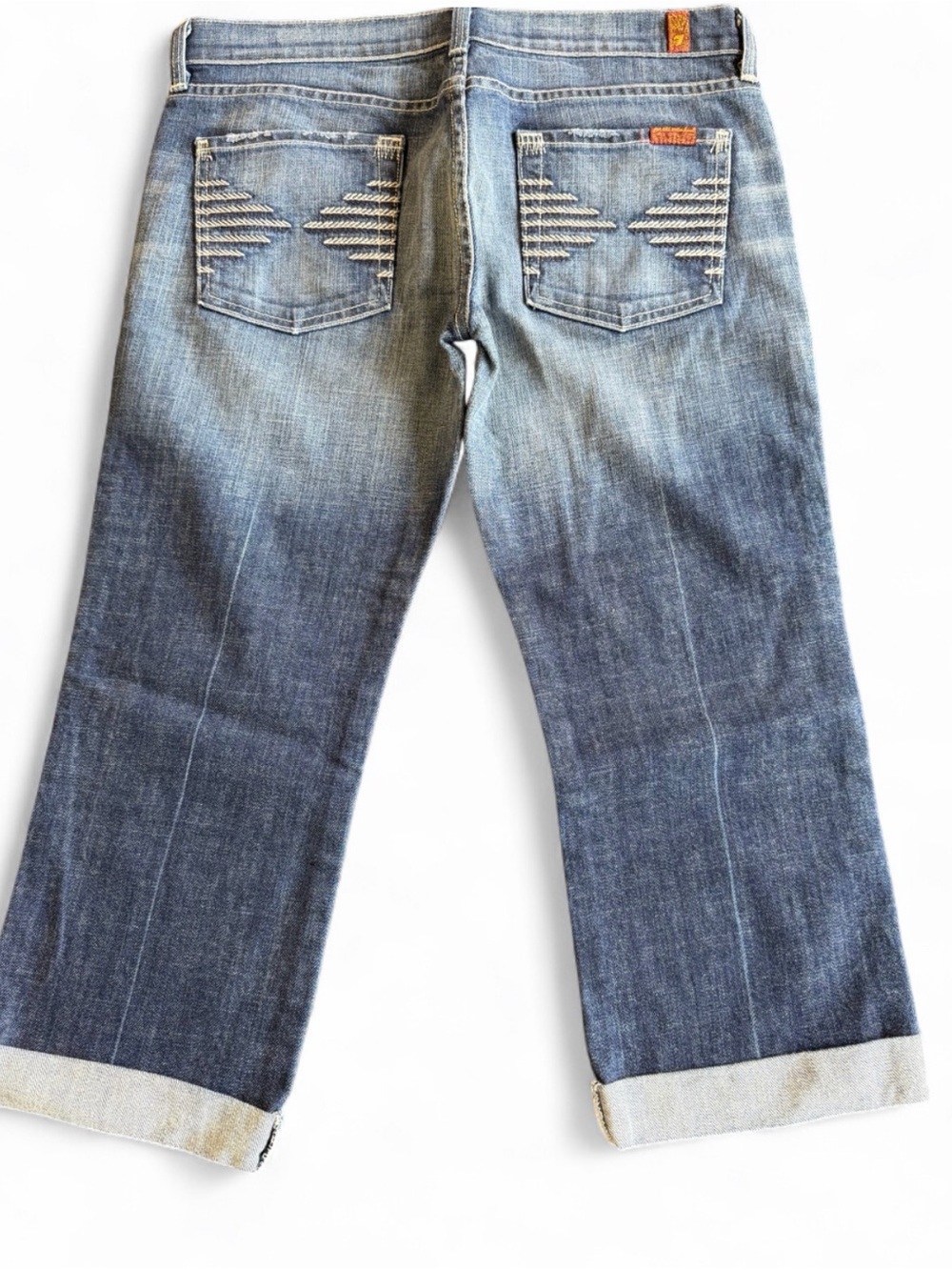 7 for all Man Kind women’s Blue Denim Jeans with Contrast Back Pocket Stitch
